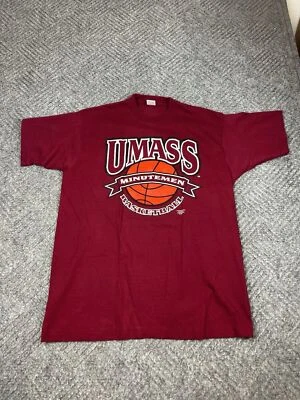 Vintage UMass University of Massachusetts T Shirt Adult XL Basketball Red Mens - Image 1 of 4