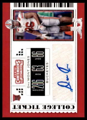 Dre'Mont Jones AU RC Rookie Card 2019 Panini Contenders Draft Picks #232  - Image 1 of 2