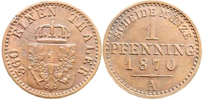 IBERMONEDA| Moneda Estados Alemanes Baviera, 1870-A. 1Pfenning. MBC+ - Picture 1 of 1