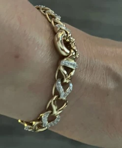 ANGUS & COOTE 9ct Yellow Solid Gold Bracelet 19cm Cubic Zirconia 20g NEW - Picture 1 of 11