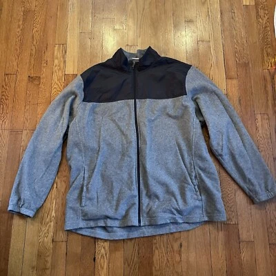 初学者夹克男式灰色轻便抓绒全拉链模拟领毛衣尺寸 3XL — 第 1/3 张图片