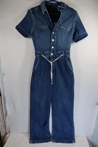 PAIGE Wide Leg Denim Jumpsuit Women's Size 2 (28X27.5) Button Down - Picture 1 of 11
