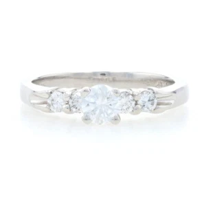 Platinum Diamond Engagement Ring - 950 Round Brilliant Cut .53ctw - Picture 1 of 9