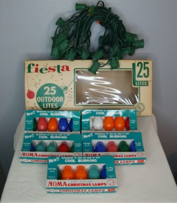 Vintage Noma Fiesta 25 Christmas Lites Lights Set C9 1/4 Lamps TESTED Made USA - Image 1 of 4