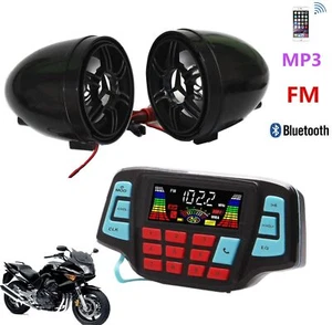 Waterproof bluetooth Motorcycle Handlebar Audio Radio MP3 Speaker System USB FM - Picture 1 of 6