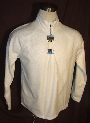 Camisa polar polar Eddie Bauer para mujer manga larga 1/4 cremallera, blanca, L, NUEVA regular $70 Foto 1 de 4