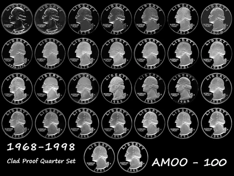 1968 - 1998 CLAD PROOF QUARTER Set 30 Proof Coins Cover