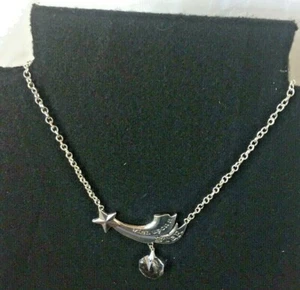 Pendant Necklace "Wish upon a star"  on 19 inch Silver Plate Chain, Crystal Bead - Picture 1 of 4