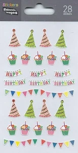 Stickers Happy Birthday planche 14 cm x 7,5 cm autocollants scrapbooking - Imagen 1 de 1