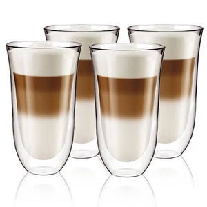 4 Double Walled Glass Coffee Tea Juice Cups Heat Resistant Insulated Cup 250ml - Picture 1 of 9