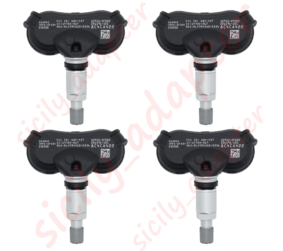 Juego de 4 sensores de presión de neumáticos TPMS 52933-2F000 para Hyundai Kia ACURA RLX TL ZDX Foto 1 de 4