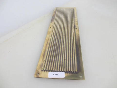 Victorian Brass Finger Plate Push Door Handle Reeded Old Antique Ribbed Vintage Cover