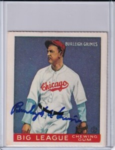 1977 DOVER #64 BURLEIGH GRIMES HAND SIGNED AUTOGRAPH ST. LOUIS BROWNS HOF 7153