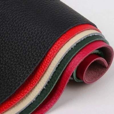 30X30cm Leather Fabric Sheet Real Genuine Hide Cut Scrap Lychee Pattern DIY 2mm - Image 1 of 4