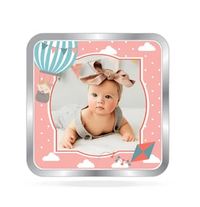 BIS Hallmarked Personalised New Born Baby Girl Silver Square Coin 100 gm E693 - Picture 1 of 5