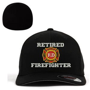 Flexfit Flex Fit Cap Mütze RETIRED FIREFIGHTER FD mit persönlichem Namen genäht - Bild 1 von 6