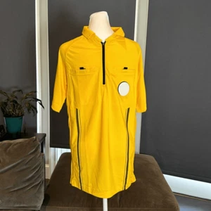 Admiral Mens Gold Authentic Referee Jersey Short Sleeve Front 1/2 Zip Size XXL - Picture 1 of 14