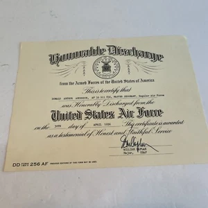 Vintage Discharge Certificate 1956 USAF Air Force United States Military - Picture 1 of 5