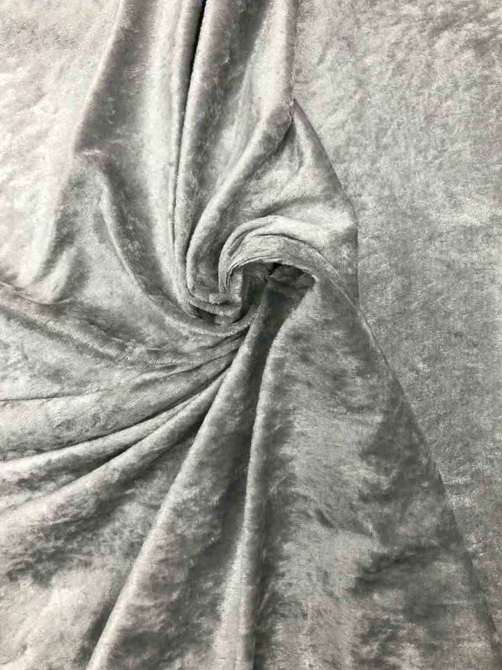 Silver Grey CRUSHED VELVET FABRIC Premium Soft Curtains Material Dress Upholster