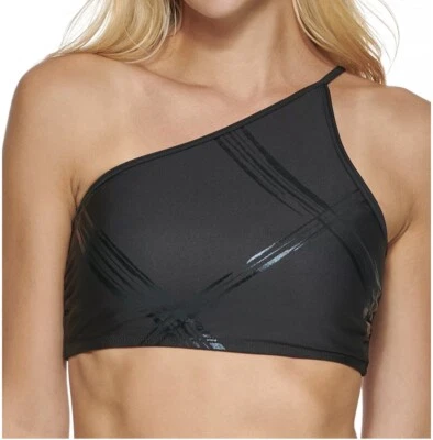 Top de natación de bikini Calvin Klein JUMBO A CUADROS NEGRO de un hombro, XS, $78 Foto 1 de 4