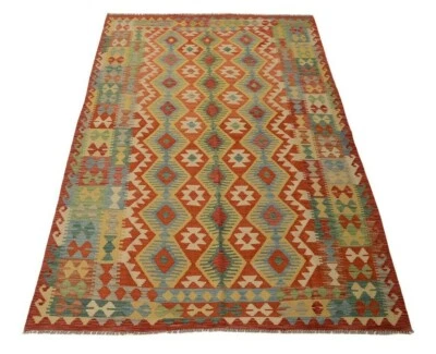 Afghan Kelim 266 x 175 cm Handgewebter Orient Kelim Neu Multicolor Pastelfarben - Bild 1 von 4