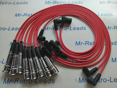 RED 7MM IGNITION LEADS FITS MERCEDES 350 S420 S500 SL380 SL450 SL500 M4 PIN CAP - Image 1 of 4