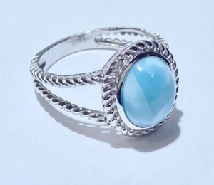 R-W235 Dominican Republic Natural Caribbean Larimar Sterling Silver Ring - Picture 1 of 4