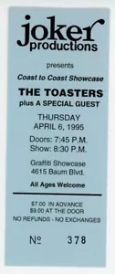 The Toasters Concert Ticket Graffiti Pittsburgh, PA 1995 - Picture 1 of 2