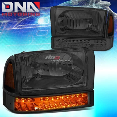 PARA 1999-2004 F250 F350 SUPER DUTY FARO LED INTERMITENTE LÁMPARAS AHUMADO/ÁMBAR Foto 1 de 4