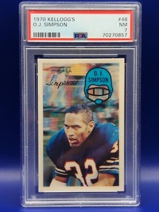 1970 KELLOGG'S OJ SIMPSON RC Rookie  LHOF BILLS (#48) RARE | PSA 7 NM