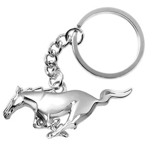 Ford Mustang Logo Silver Metal Keychain Key Chain Ring Roush Performance Racing - Picture 1 of 3
