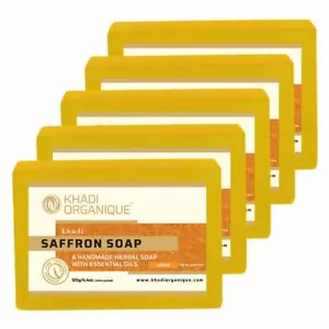 Khadi Organique Handmade Saffron Soap With Essential Oil Pack Of 5 ( 75 gm ) - Picture 1 of 1