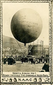 RPPC Postkarte, BALLONRENNEN Nr. 1, AERO PARK, NORTH ADAMS, MA, N.A.A.C.,1908 - Bild 1 von 15
