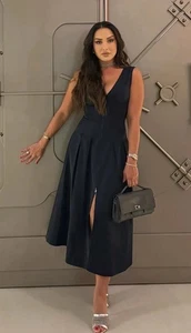 ZARA WOMAN SS25 NEW ZW COLL. ZIPPER MIDI DRESS NAVY BLUE 9479/051_S, M - Picture 1 of 20