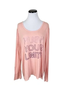 Top Cato Active Live Well grafica glitter manica lunga arancione pesca morbido taglia XL - Foto 1 di 6