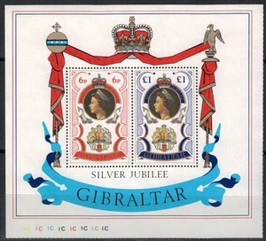 GIBILTERRA 1977 25° anniversario del regno di Elisabetta II 1 BF MNH** - Imagen 1 de 1