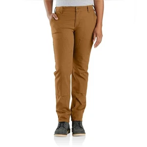 Carhartt Women's Relaxed Fit Double Front Canvas Work Pants - Carhartt Brown 18 - Picture 1 of 9