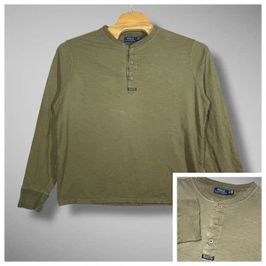 Polo Ralph Lauren Henley Shirt Mens XXL Slub Cotton Green Preppy Guide Minimal - Picture 1 of 8