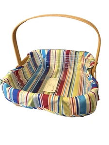 1994 Longaberger Single Pie Basket Summertime Stripe OTE Liner With Protector  - Picture 1 of 8