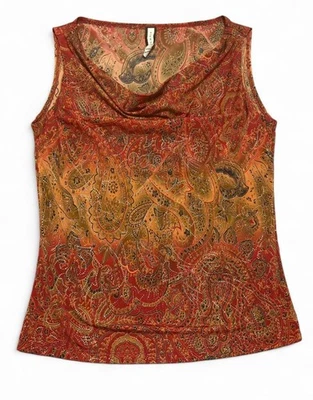 Винтажный Forever 21 металлический пейсли капот шеи Топ Y2K богемное гламурный Whimsygoth маленький - Изображение 1 из 3