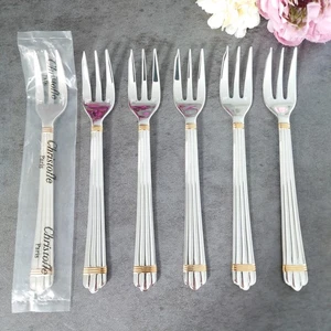 Christofle Aria Goldring Cake Fork 6pcs Silverplate Excellent - Picture 1 of 20