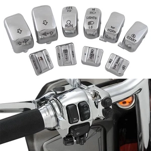 Chrome Hand Control Switch Cover Button Cap For Harley Touring Road Glide 96-13 - Picture 1 of 13