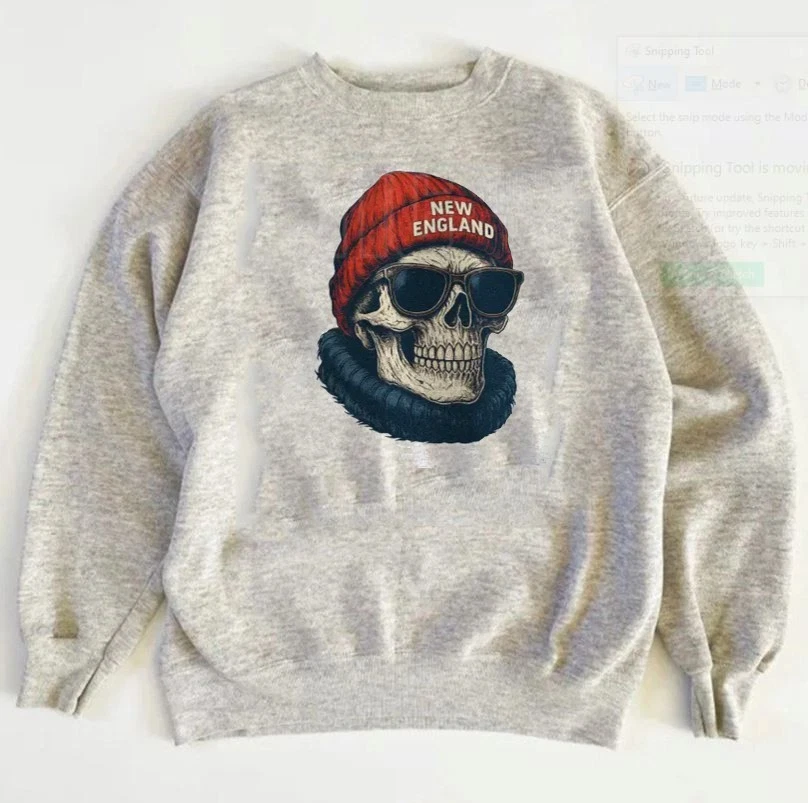 New England Football Mascot Skull crewneck sweatshirt VK03626 - Image 1 of 1