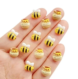 20 Junk Charm Charms Resin Cabochon Nail Art Bee Bees Honey Pot Mini Yellow - Picture 1 of 1
