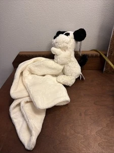 Jellycat Bashful Cream And Black Puppy Soother 6" Security Blanket Stuffed - Picture 1 of 9