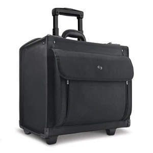 Black Rolling Laptop Suitcase 17.3 Inch Carry On Wheeled Business Case - Picture 1 of 6