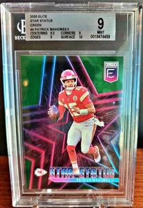 PATRICK MAHOMES 2020 ELITE STAR STATUS GREEN #4 (BGS GRADED 9 MINT) K.C. CHIEFS - Picture 1 of 2