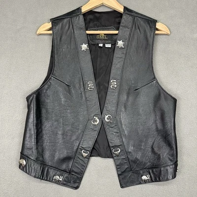 Chaleco De Colección Isabel Western Cuero Negro M Concho Motociclista Vaquero Suroeste EE. UU. Foto 1 de 4