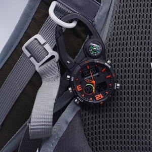 ‌Wasserdichte Clip-On Kompass Uhr Rundes Zifferblatt Multifunktion für Wandern Camping - Bild 1 von 16