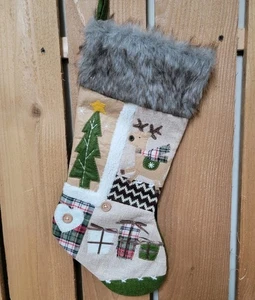 Dan Dee Collectors Choice Patchwork Reindeer Christmas Stocking 18" NWOT - Picture 1 of 6